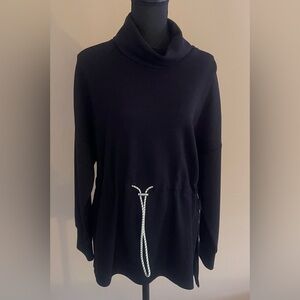 NWOT Varley Freya Cinched Waist Sweatshirt in Black Ladies Size M.